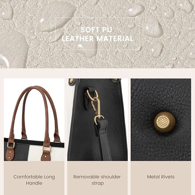 2Pcs Vintage Leather Laptop Bag, 15.6“