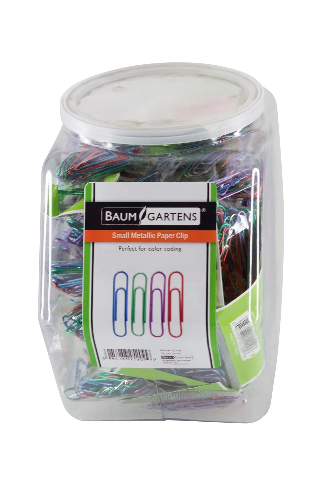 Baumgartens Vinyl Coated Paper Clips Metallic #1 Standard Size Hexagonal Tub ASSORTED (25209)
