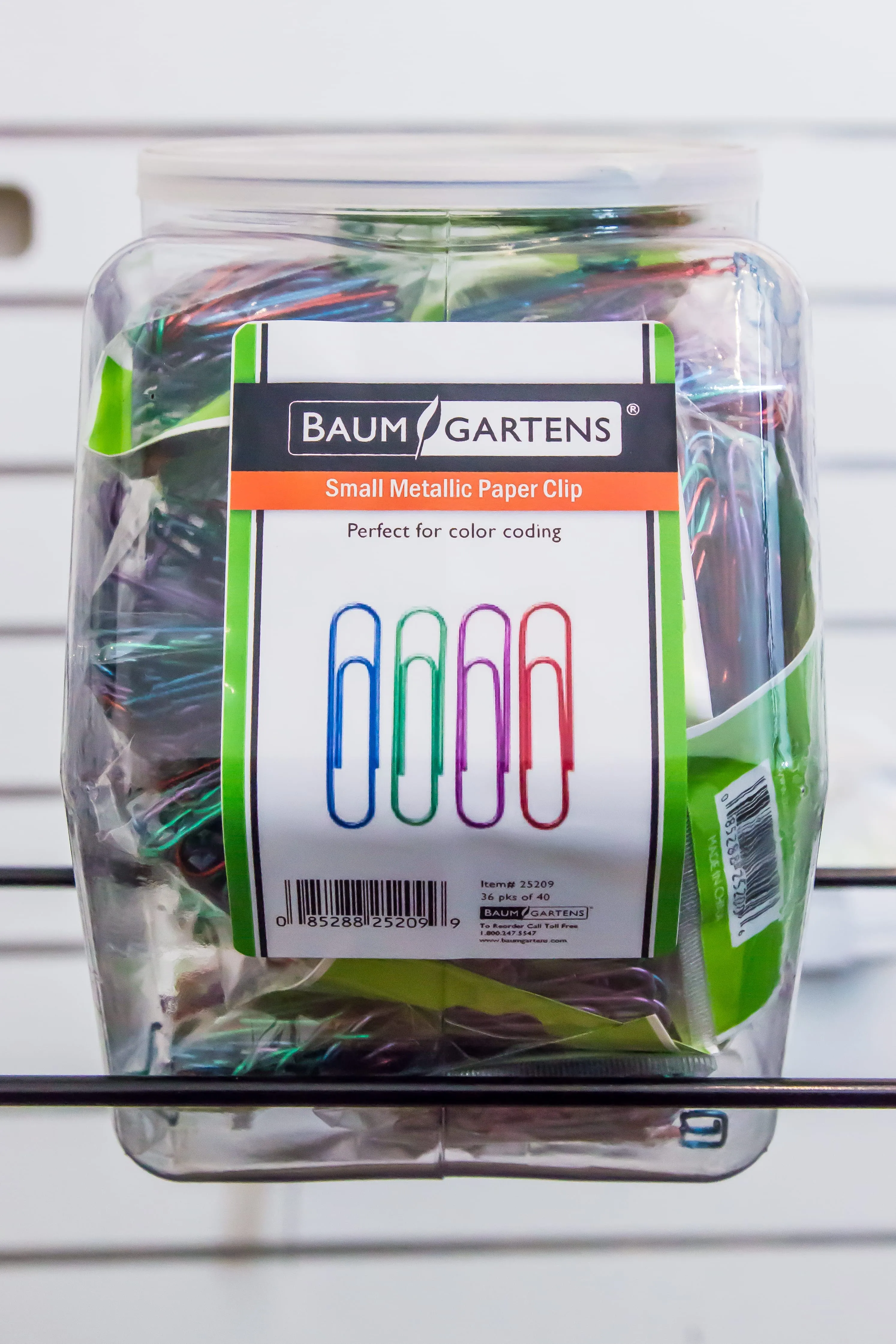 Baumgartens Vinyl Coated Paper Clips Metallic #1 Standard Size Hexagonal Tub ASSORTED (25209)