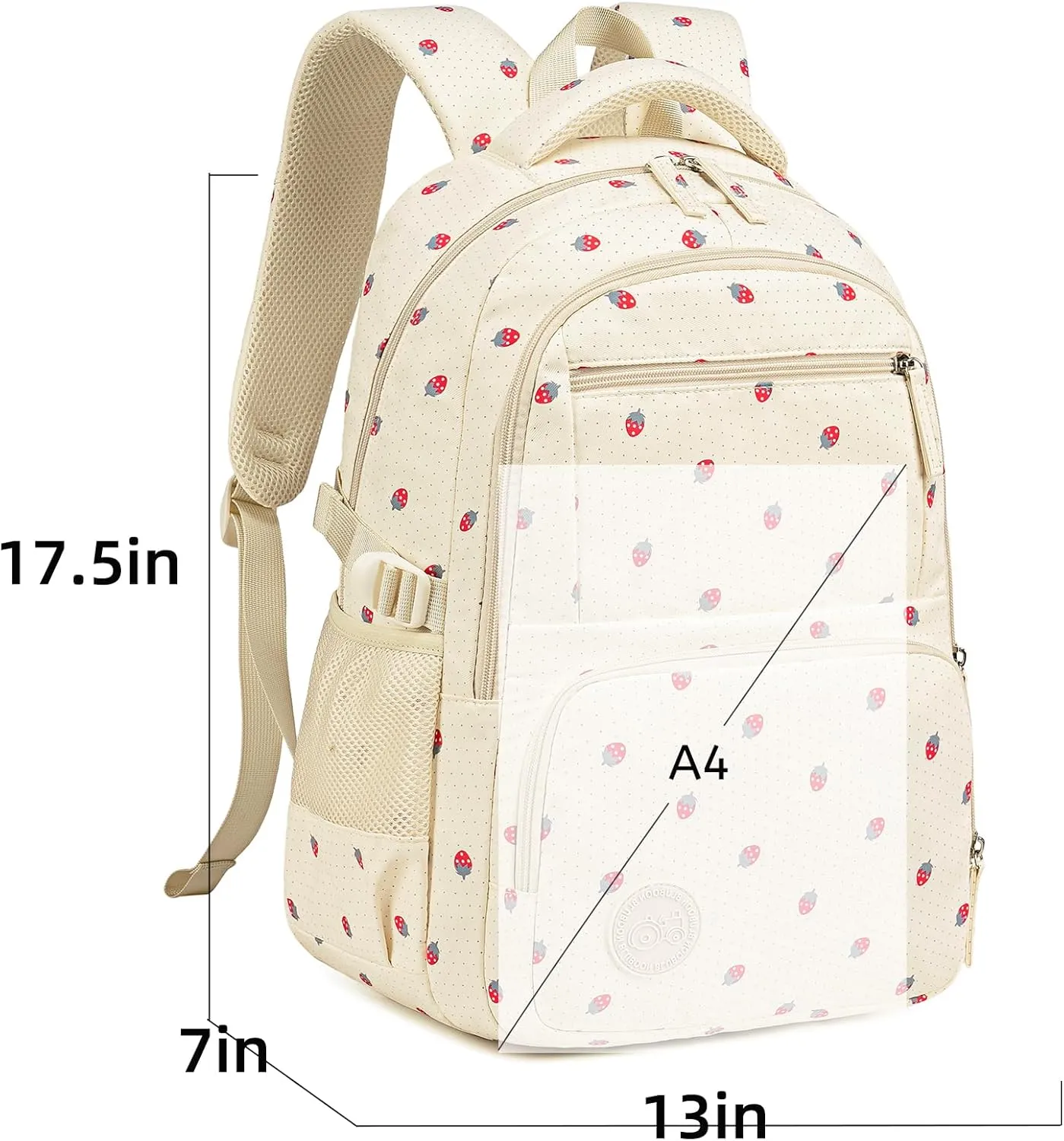 Bluboon Backpacks for School Girls Backpack Kids Bookbag Cute Backpack 8-12 School Supplies (Strawberry Beige)