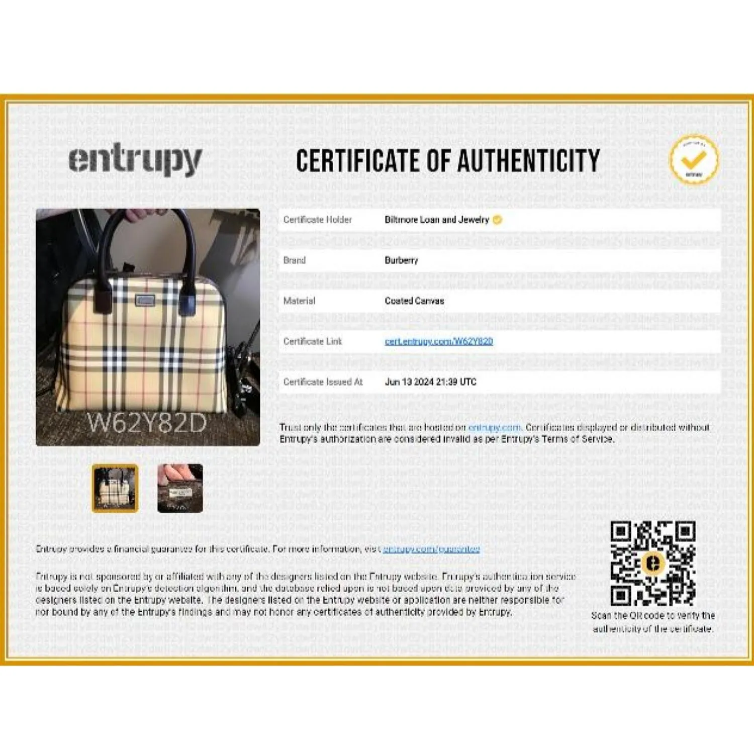 Burberry Vintage Check Dome Top Handle Satchel