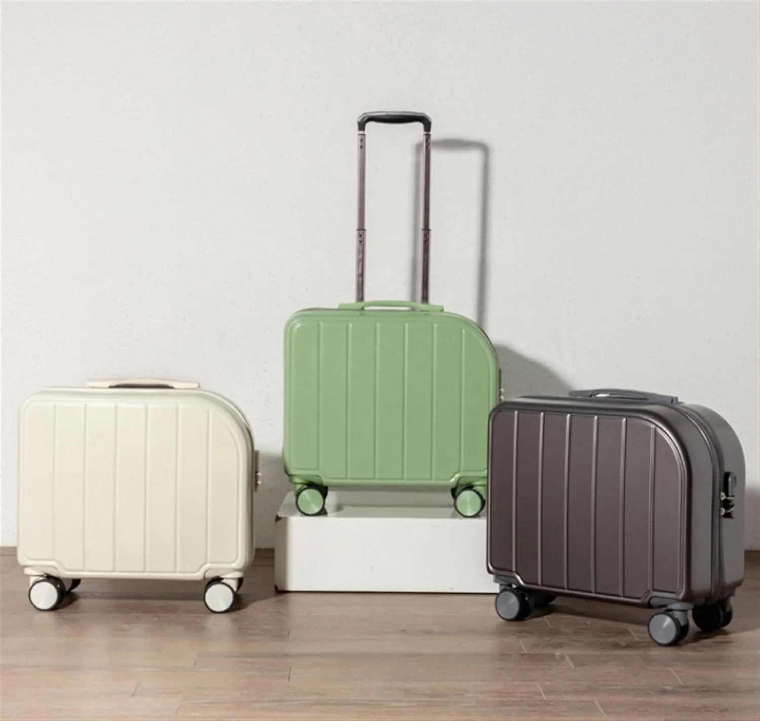 Carry On Luggages Suitcase 18" Suitcases with 4 Wheels PVC Durable Hardside Luggage Bag for Travel Luggage Suitcases (D-18 inch