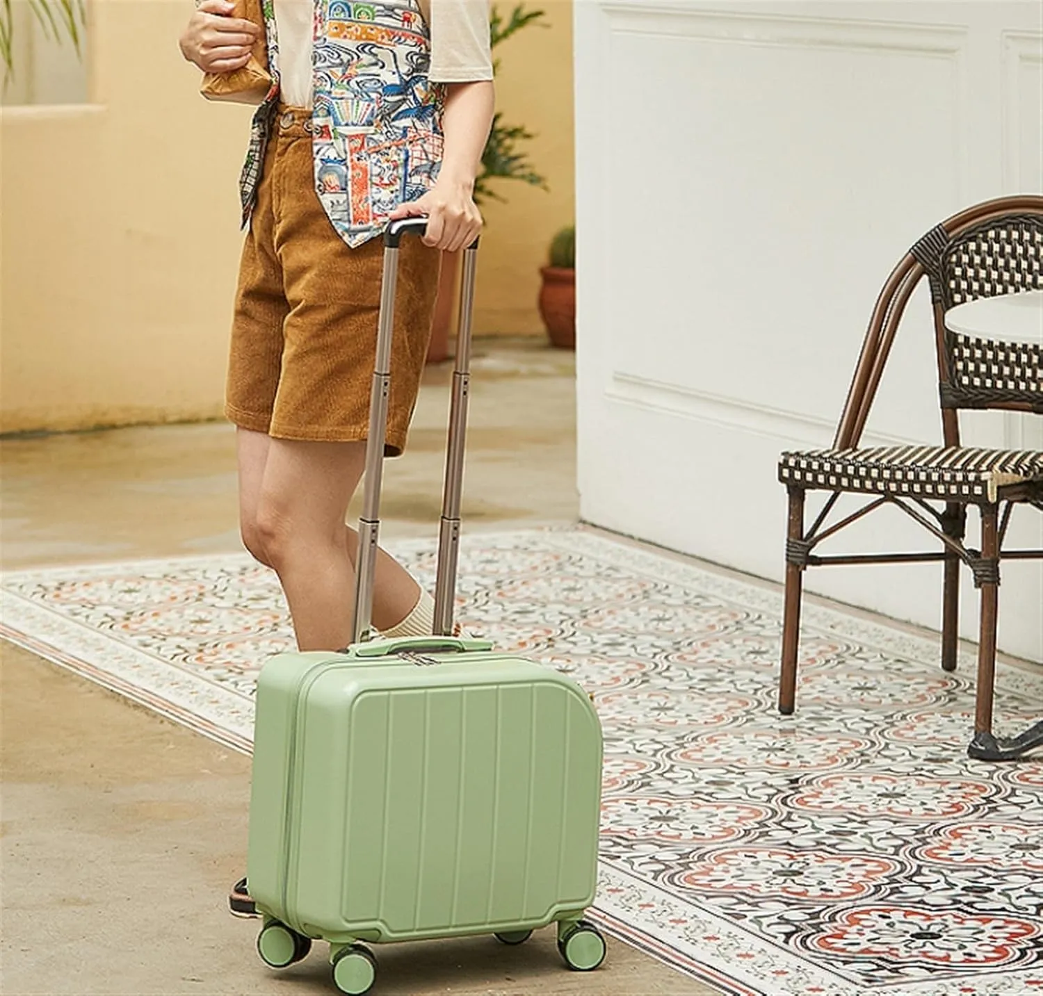 Carry On Luggages Suitcase 18" Suitcases with 4 Wheels PVC Durable Hardside Luggage Bag for Travel Luggage Suitcases (D-18 inch