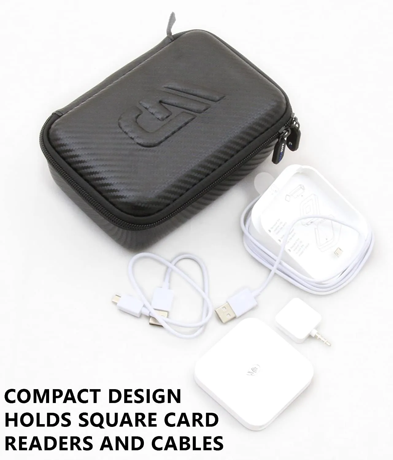 Casematix Portable Card Reader Case Compatible with Square Contactless Dock and Chip Reader Scanner Fits Dock, Square Reader, Chip Reader, USB Cables