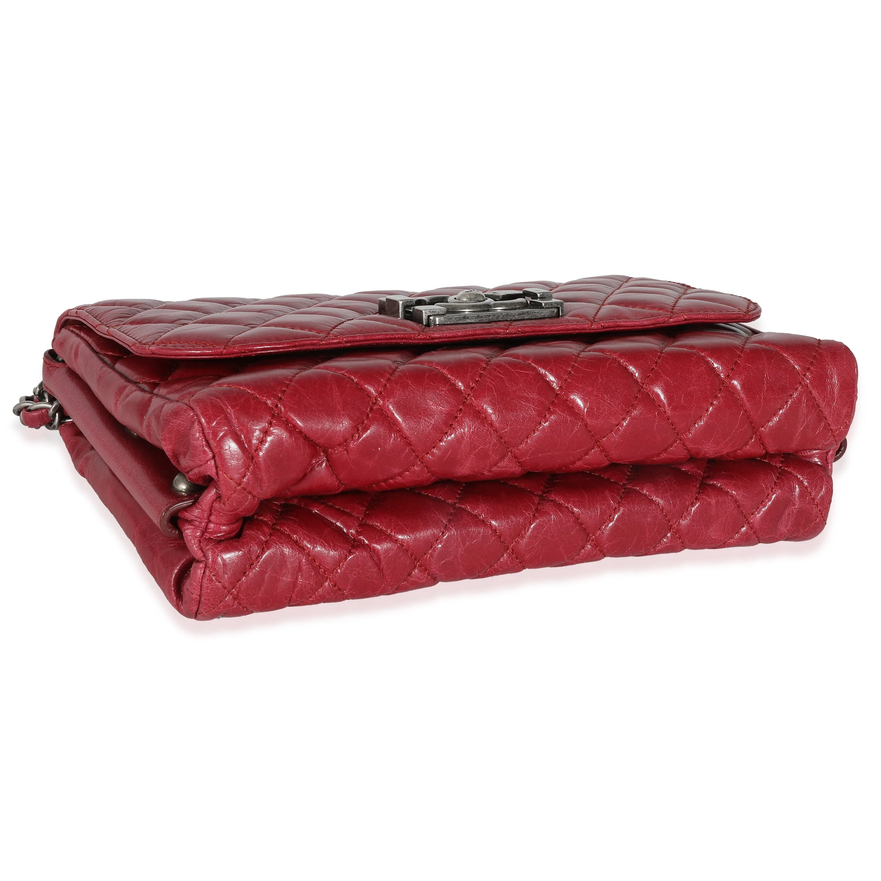 CHANEL 12P Red Glazed Calfskin Veau Brilliante New Bag