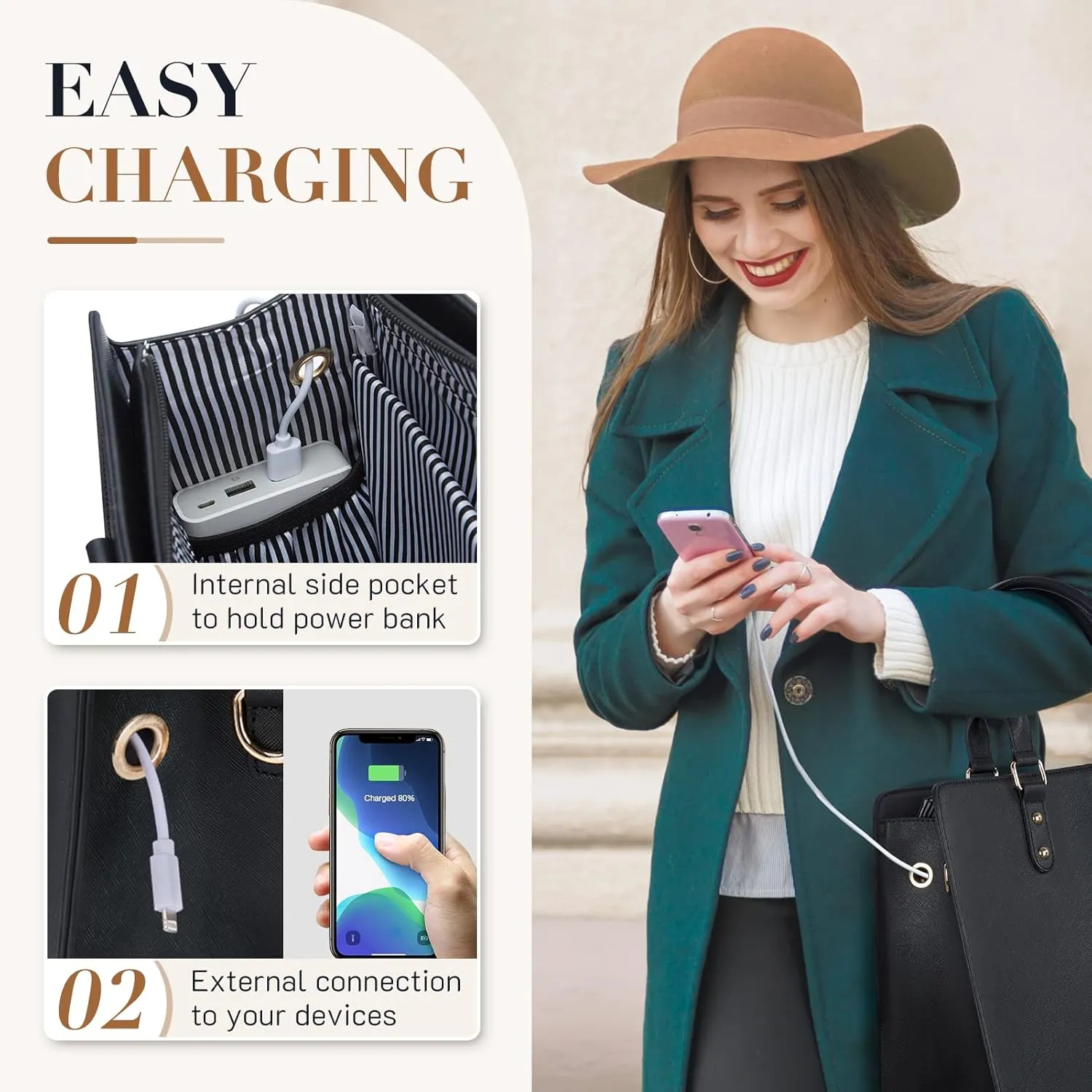 ECOSUSI Laptop Tote Bag Laptop Bag 15.6 inch Work Shoulder Briefcase Computer Messenger with Clutch Satchel Handbag 2 PCS Set