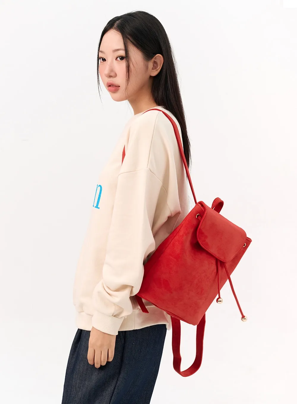 Faux Suede Backpack IO317