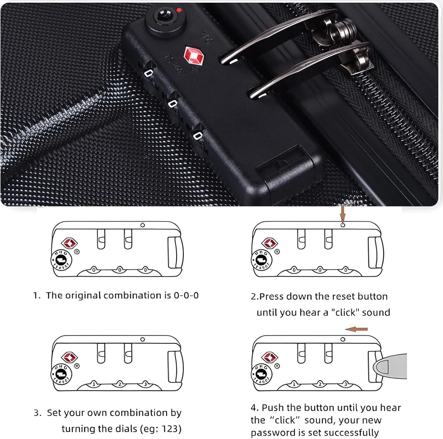 Hardshell Luggage Sets with TSA Lock, Suitcase Set with Spinner Wheels, Rolling Suitcase with Logo, Carry-On Luggage, Lightweight Durable Design, Great Choice for Travel(24IN Black)