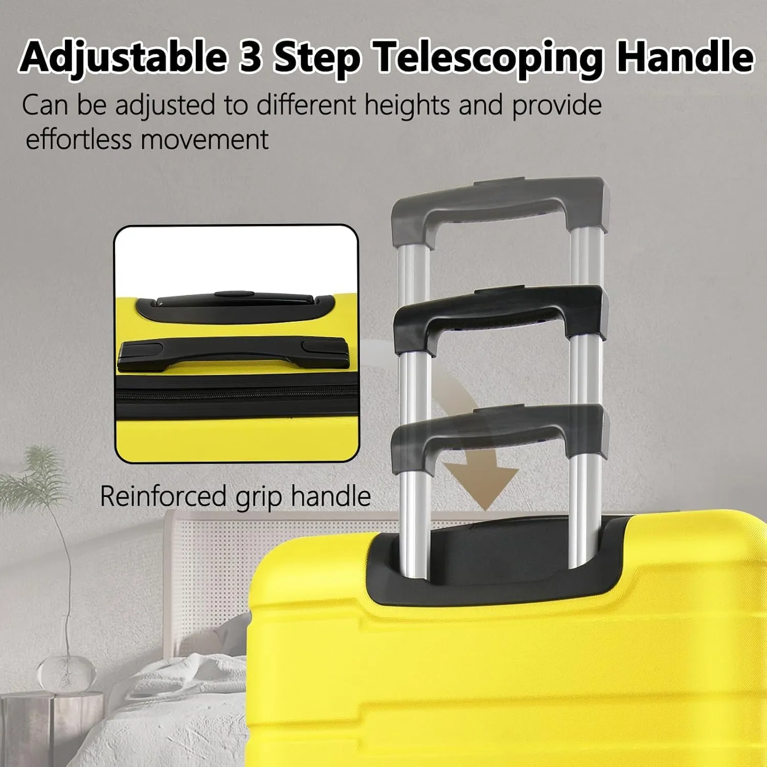 Hardshell Luggage Sets with TSA Lock, Suitcase Set with Spinner Wheels, Rolling Suitcase with Logo, Carry-On Luggage, Lightweight Durable Design, Great Choice for Travel(24IN28IN Yellow)