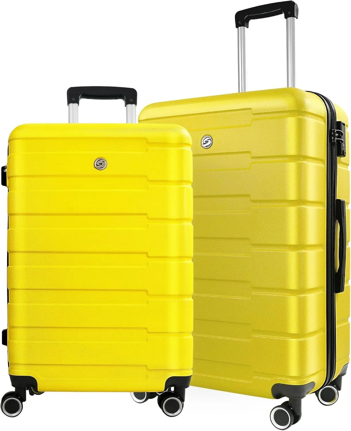 Hardshell Luggage Sets with TSA Lock, Suitcase Set with Spinner Wheels, Rolling Suitcase with Logo, Carry-On Luggage, Lightweight Durable Design, Great Choice for Travel(24IN28IN Yellow)