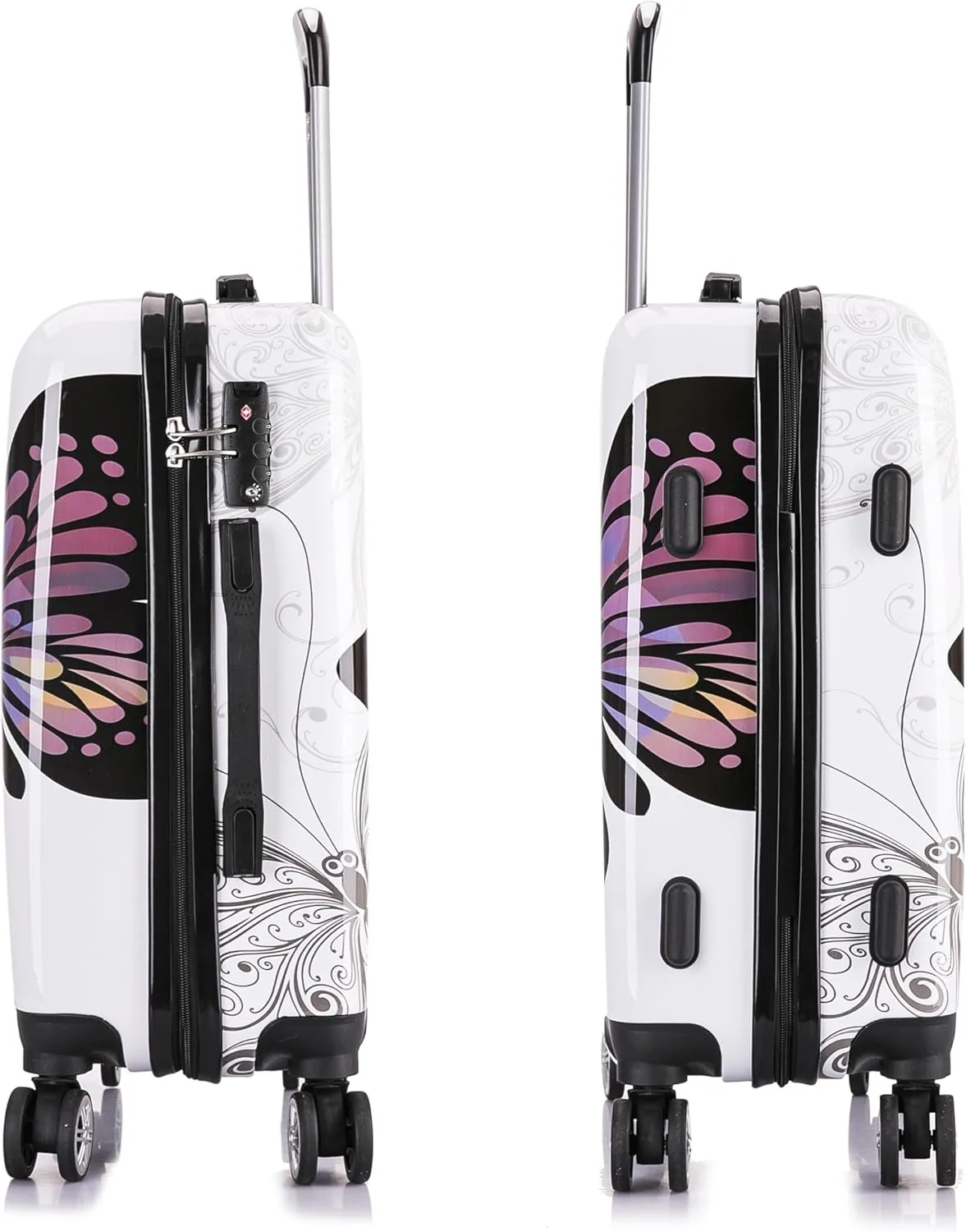 InUSA Butterfly Print Luggage with Spinner Wheels | Durable Lightweight Hardside Suitcase | Travel Bag with Handle and Trolley | 20 Inch Carry-On Spinner Luggage