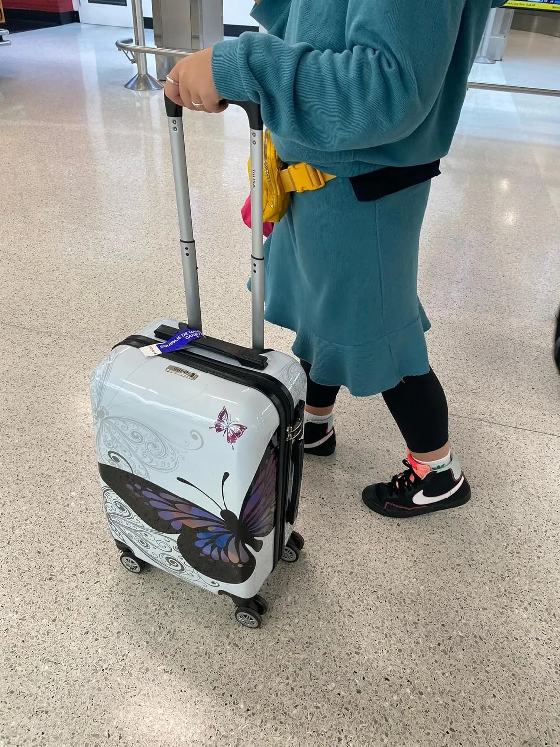 InUSA Butterfly Print Luggage with Spinner Wheels | Durable Lightweight Hardside Suitcase | Travel Bag with Handle and Trolley | 20 Inch Carry-On Spinner Luggage