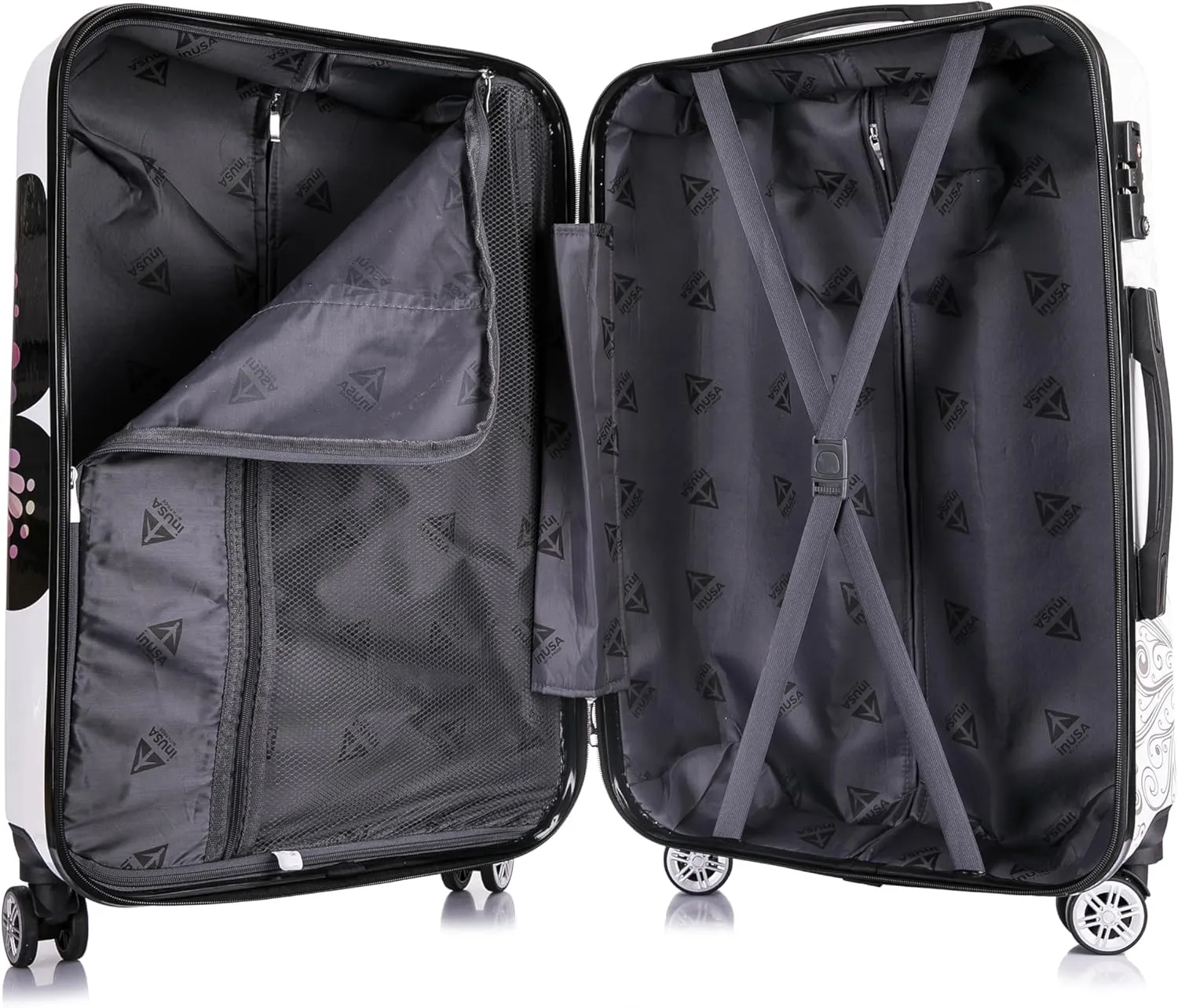 InUSA Butterfly Print Luggage with Spinner Wheels | Durable Lightweight Hardside Suitcase | Travel Bag with Handle and Trolley | 20 Inch Carry-On Spinner Luggage