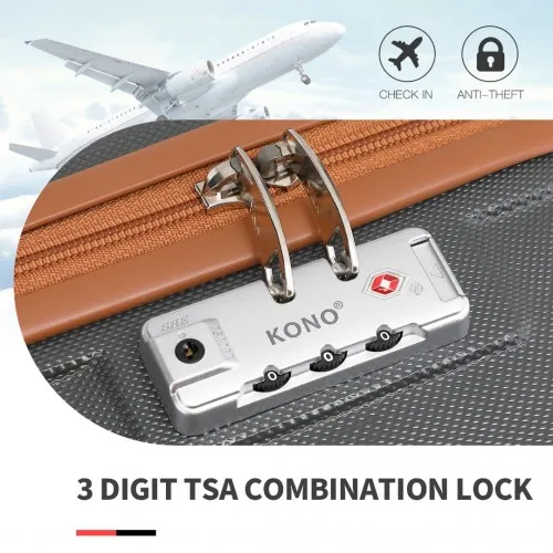 Kono 24-Inch ABS Sculpted Horizontal Design Suitcase - Elegant Grey and Brown Travel Companion