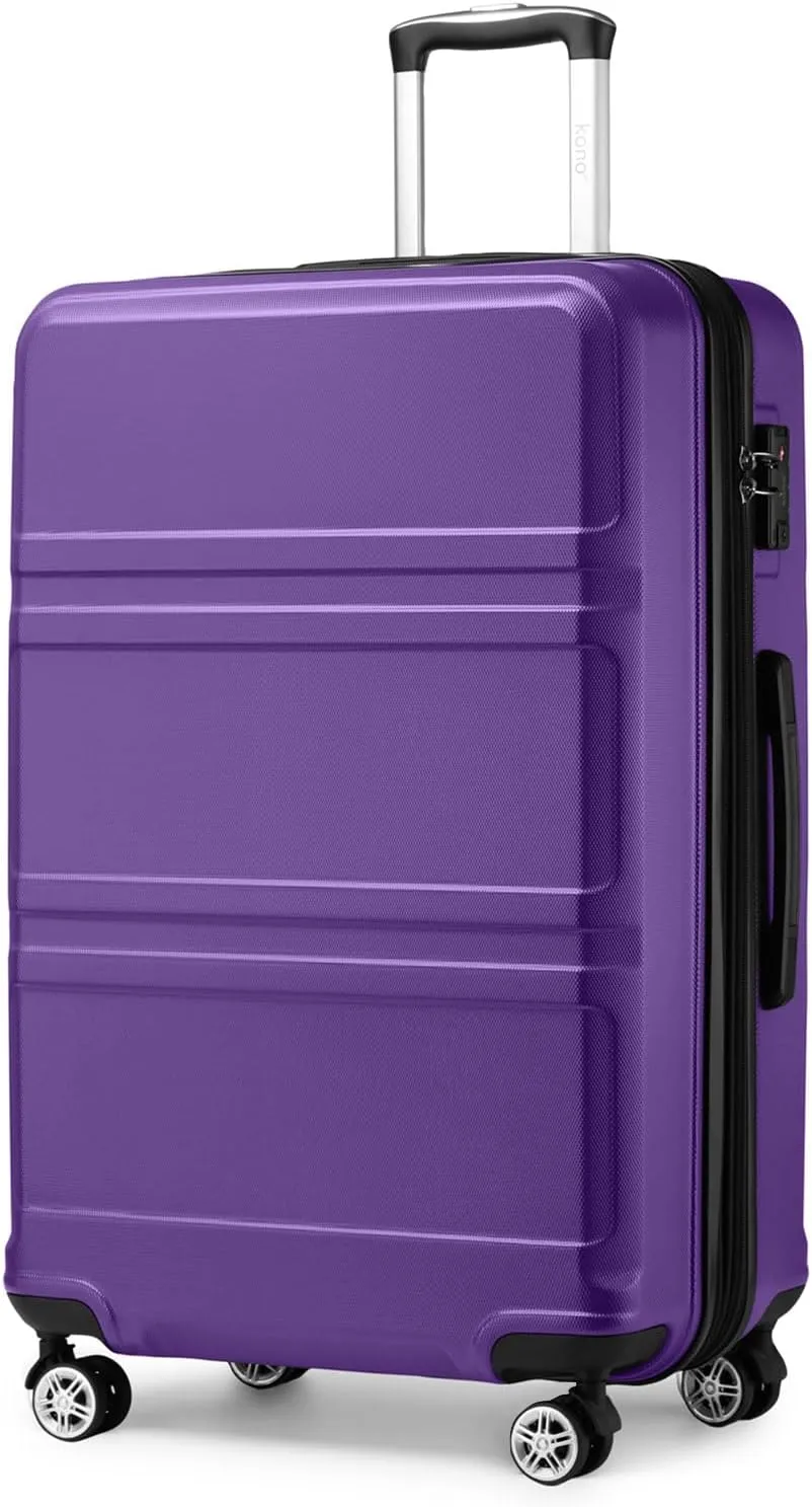 Kono 28 Inch Luggage Expandable Suitcase Lightweight with Spinner Wheels TSA Lock Hardside Large Checked Luggage Durable Rolling Suitcase Purple