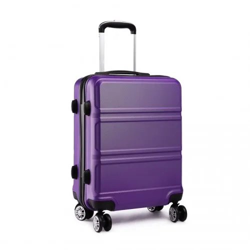 Kono ABS Sculpted Horizontal Design 3 Piece Suitcase Set - Purple | Durable & Stylish Luggage Set