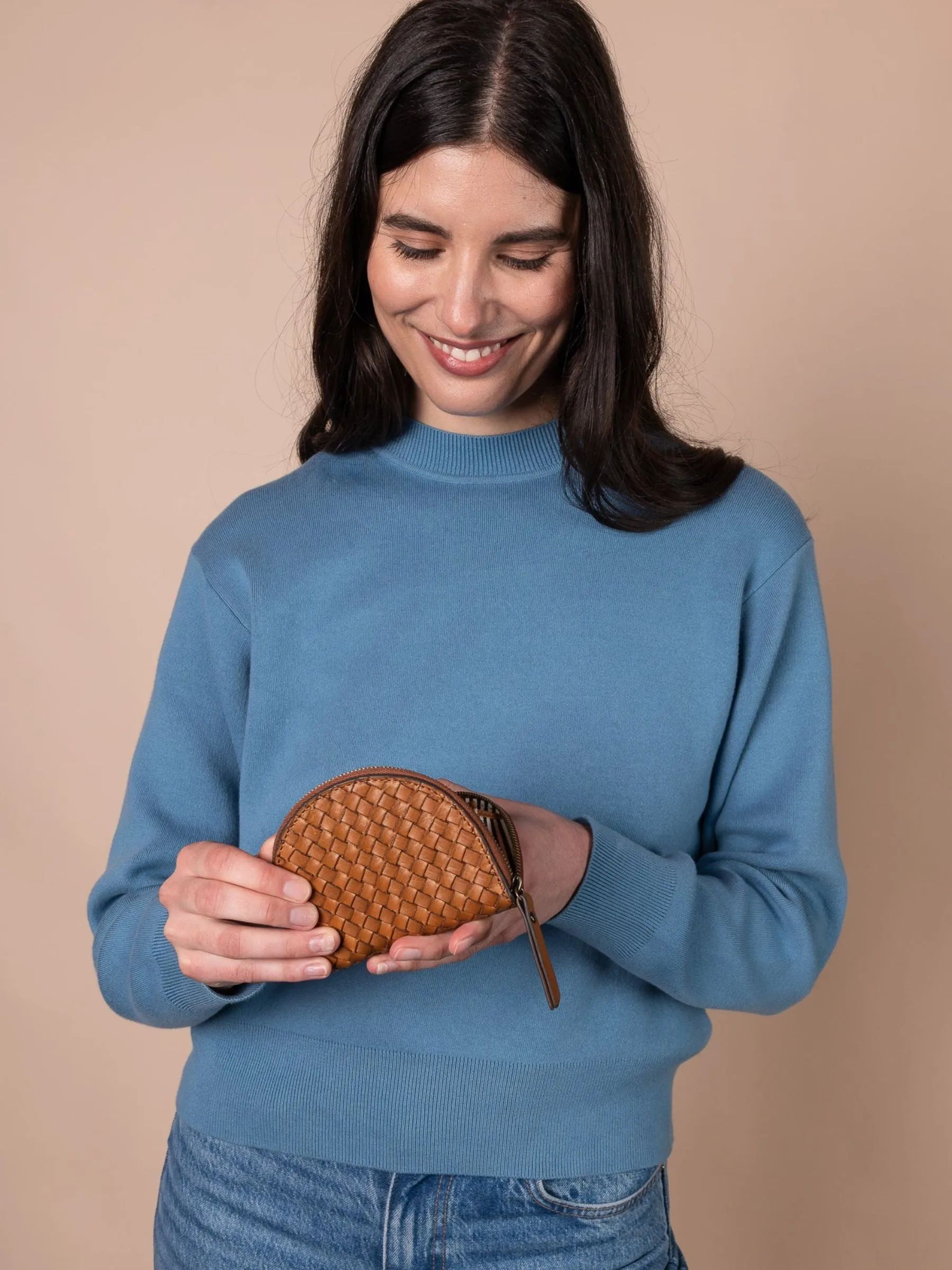 Laura Coin Purse Cognac Woven Classic | O My Bag