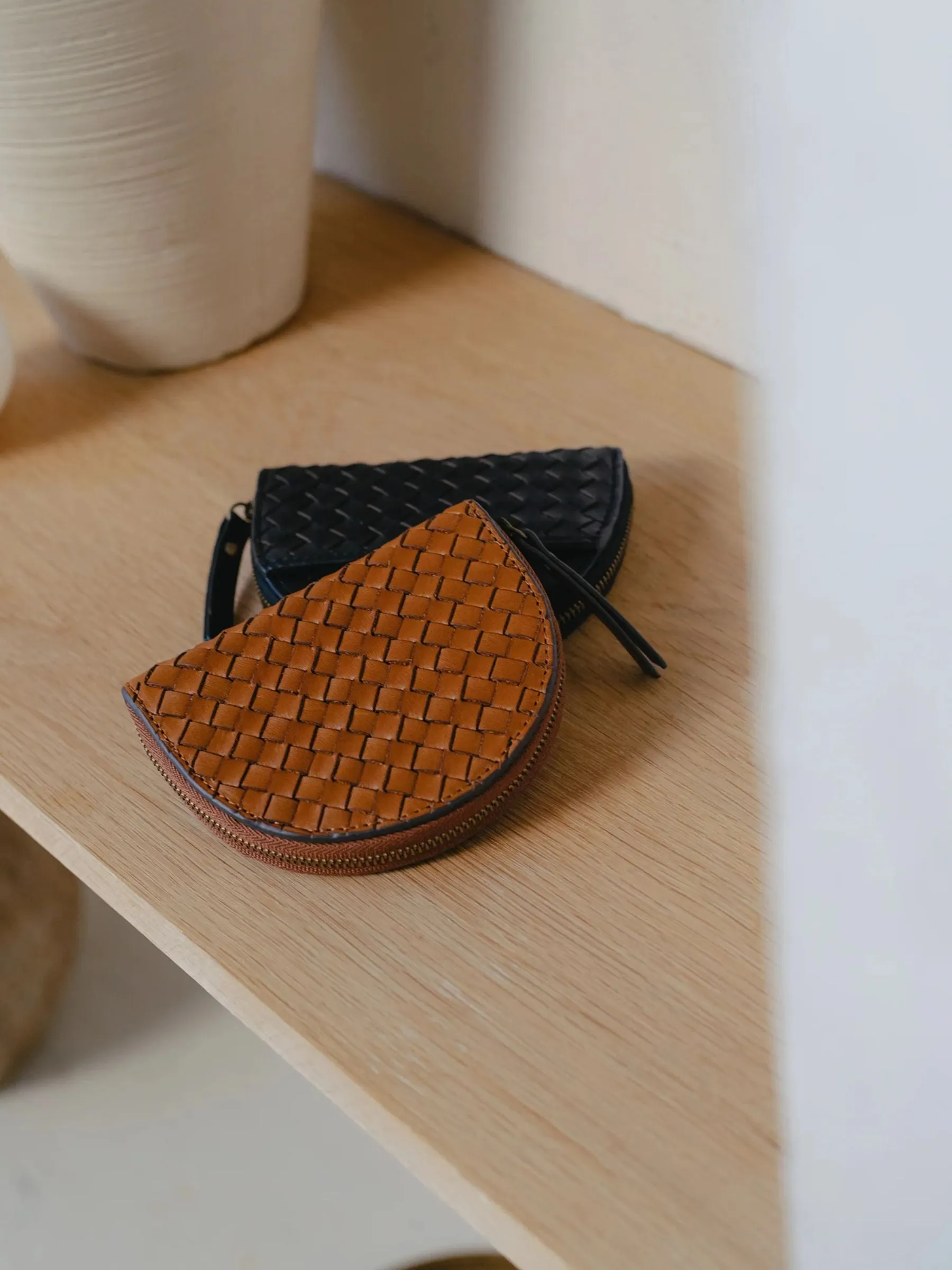 Laura Coin Purse Cognac Woven Classic | O My Bag
