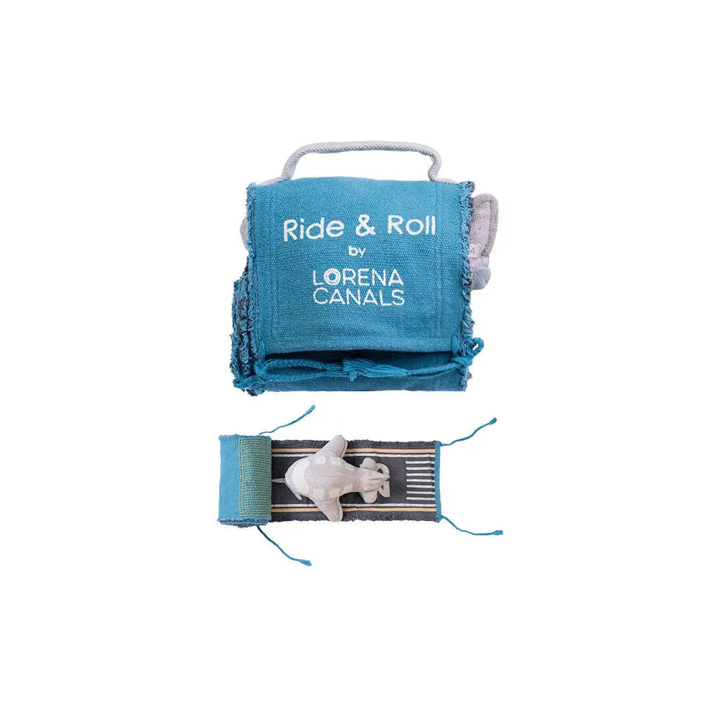 Lorena Canals Ride & Roll Airplane Machine Washable Textile Toy - 16x26x22cm