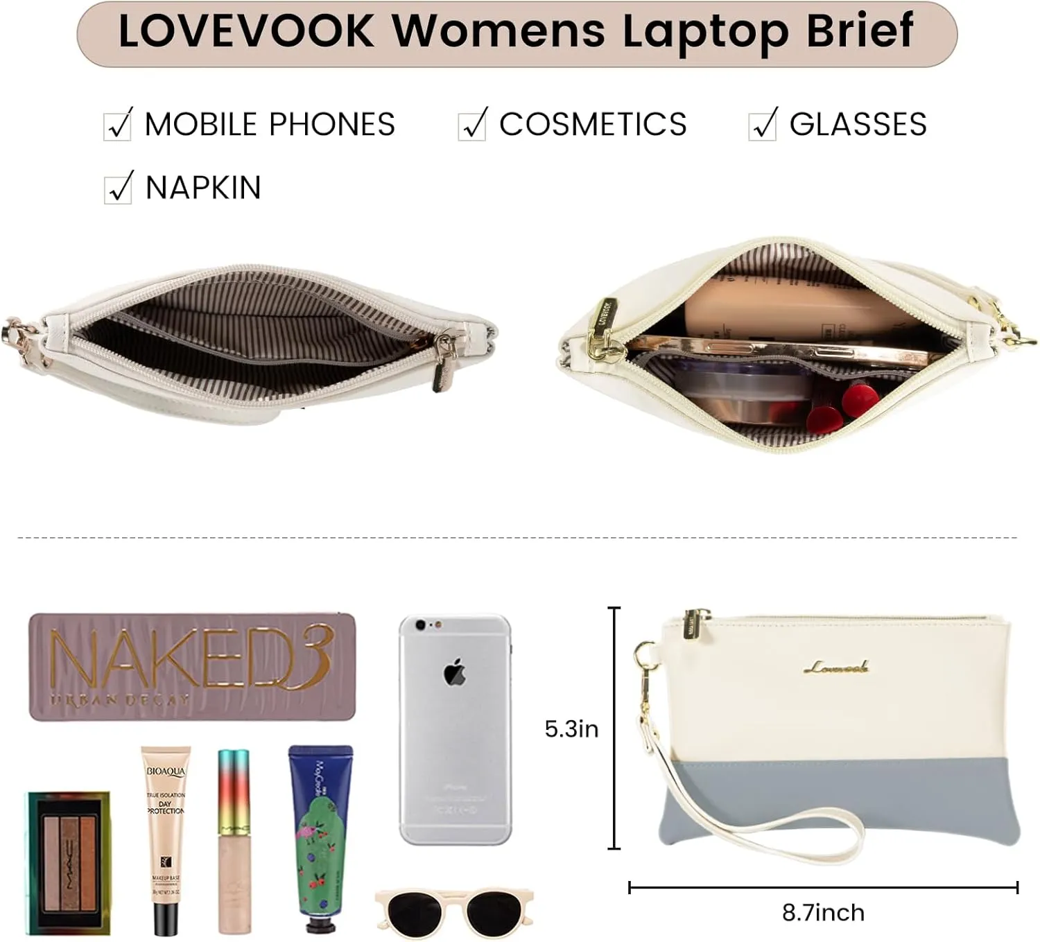 LOVEVOOK Laptop Tote for Women - 15.6 Inch Professional Leather Computer Briefcase - Waterproof, Large Capacity Business Teacher Office Bag - Crossbody Purse