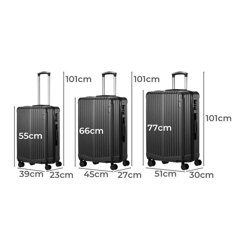Mazam 3PCS Luggage Set Travel TSA Lock ABS Case Grey