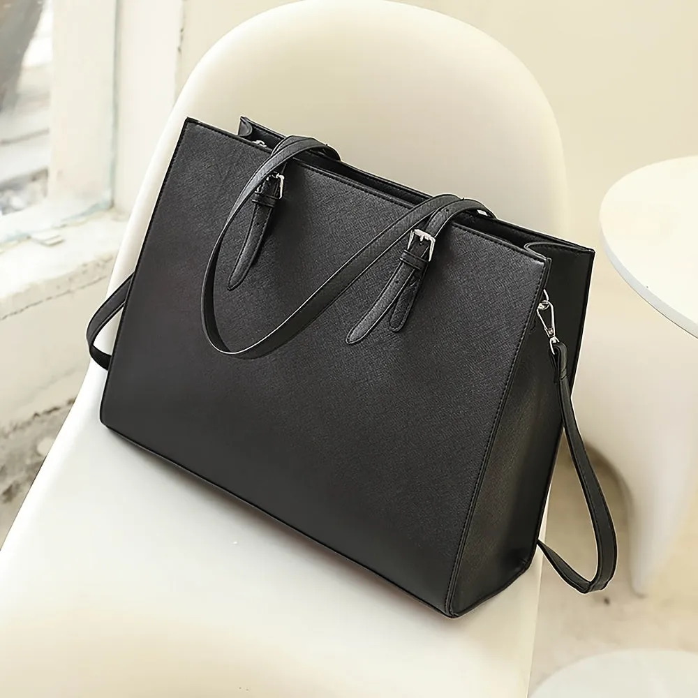 realaiot  Leather Briefcase, Large Space And Durable, Business Special Briefcase, Solid Color Simple Portable Cross Body Bag