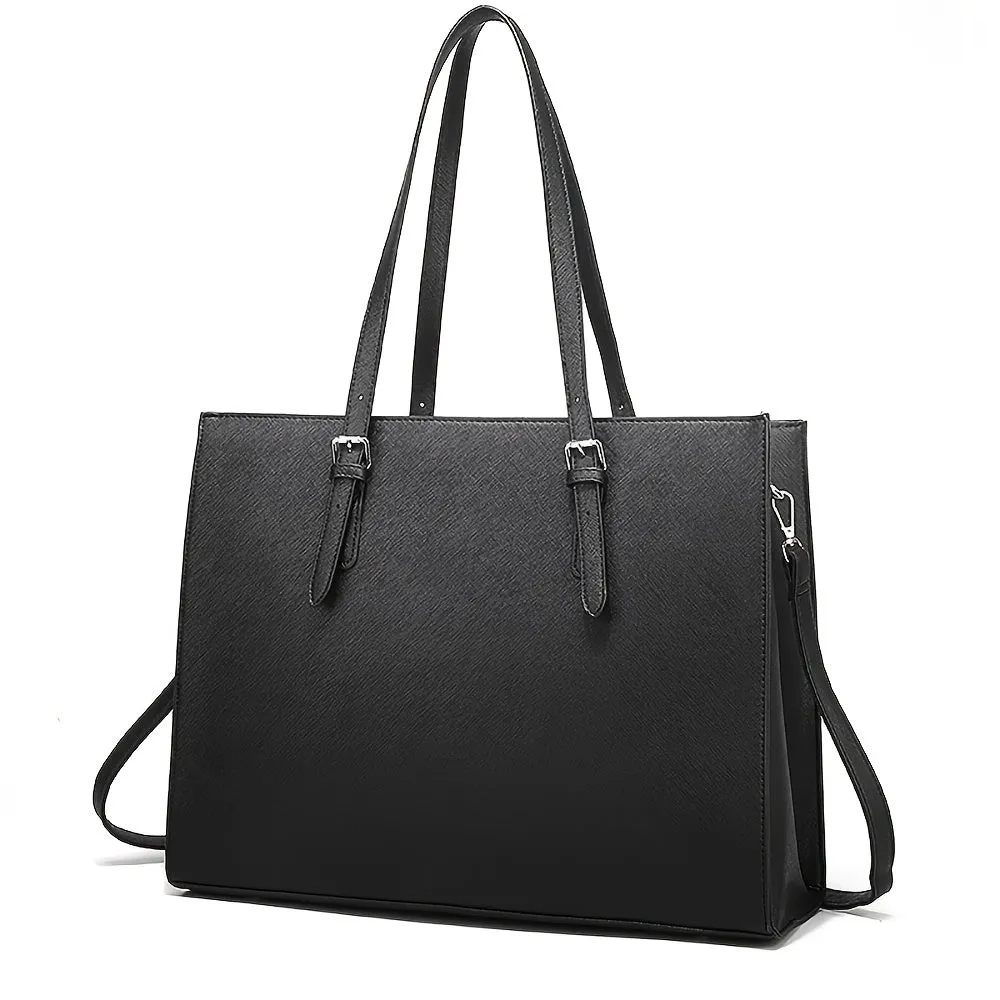 realaiot  Leather Briefcase, Large Space And Durable, Business Special Briefcase, Solid Color Simple Portable Cross Body Bag