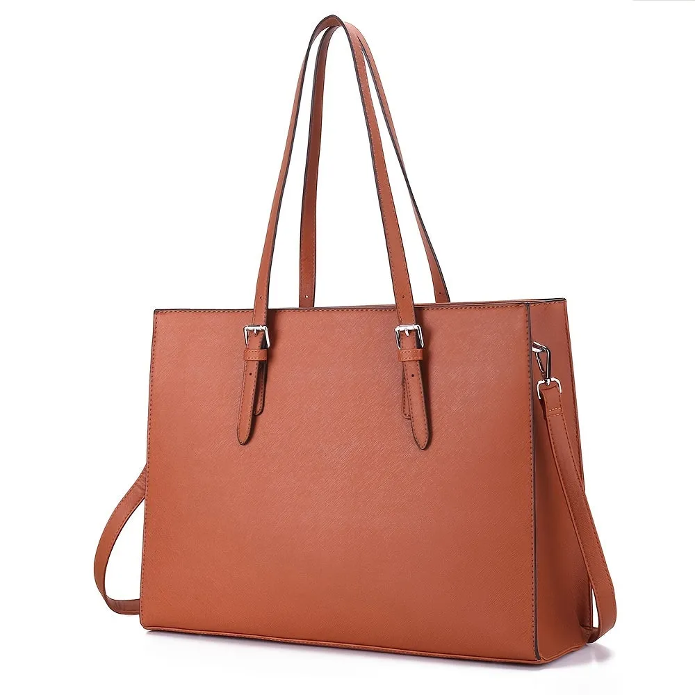 realaiot  Leather Briefcase, Large Space And Durable, Business Special Briefcase, Solid Color Simple Portable Cross Body Bag