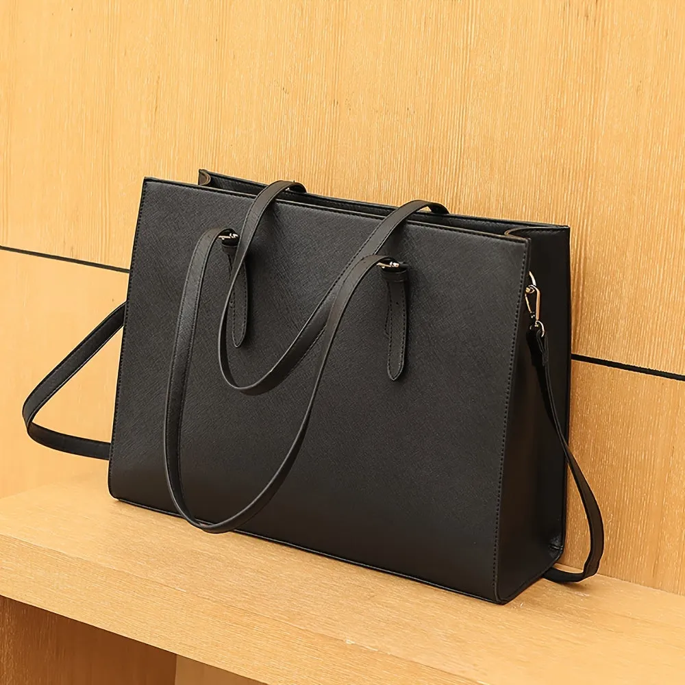 realaiot  Leather Briefcase, Large Space And Durable, Business Special Briefcase, Solid Color Simple Portable Cross Body Bag