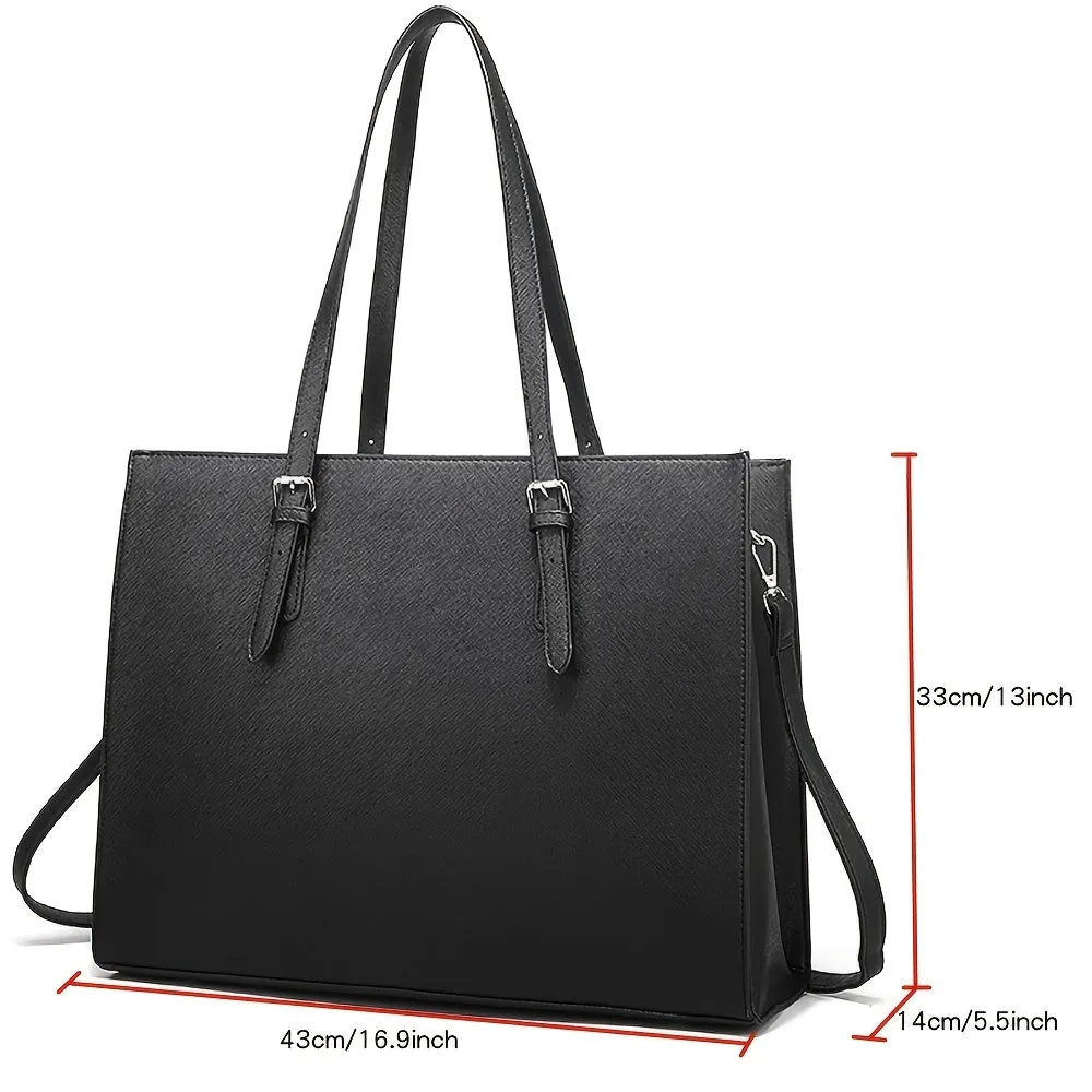 realaiot  Leather Briefcase, Large Space And Durable, Business Special Briefcase, Solid Color Simple Portable Cross Body Bag