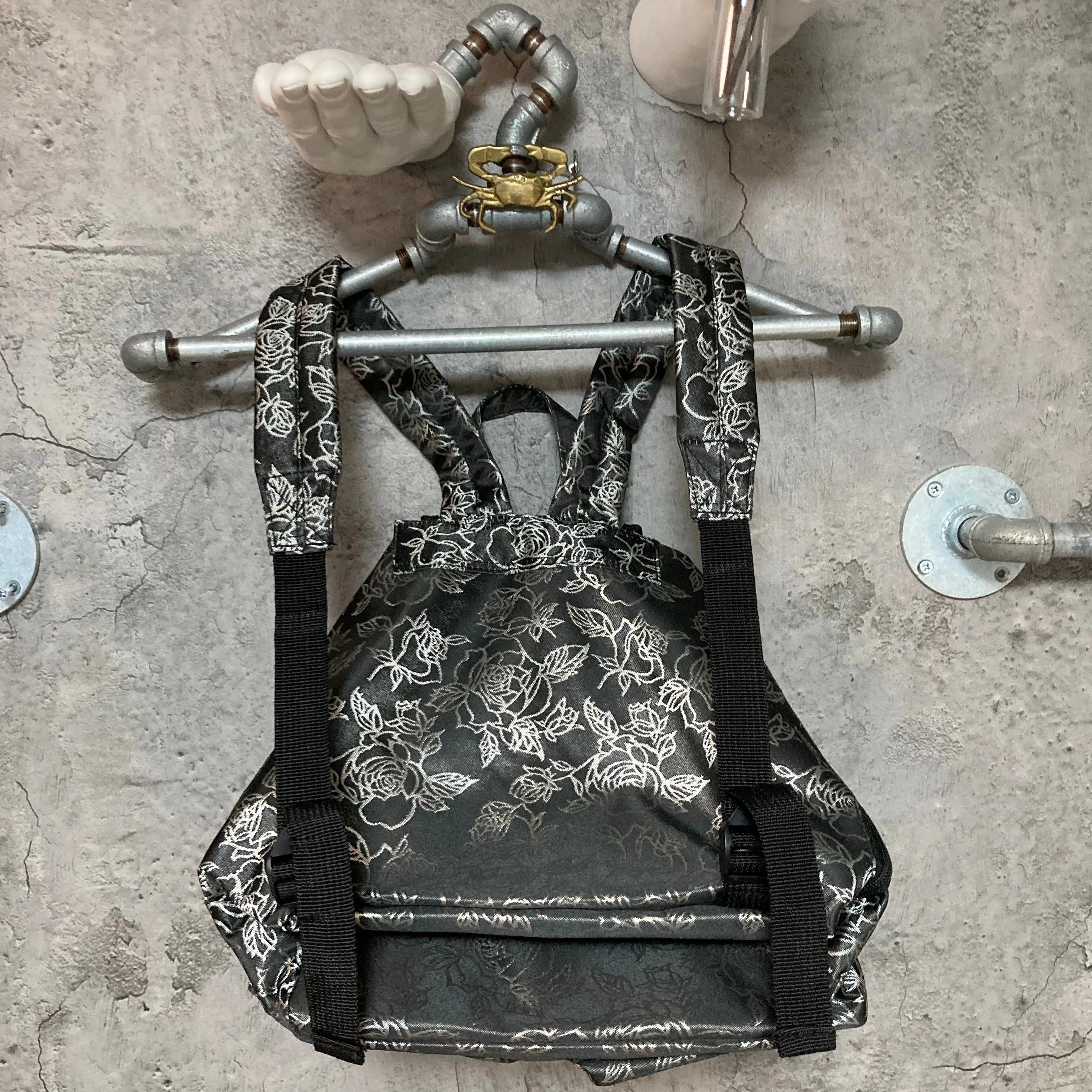rose backpack black silver