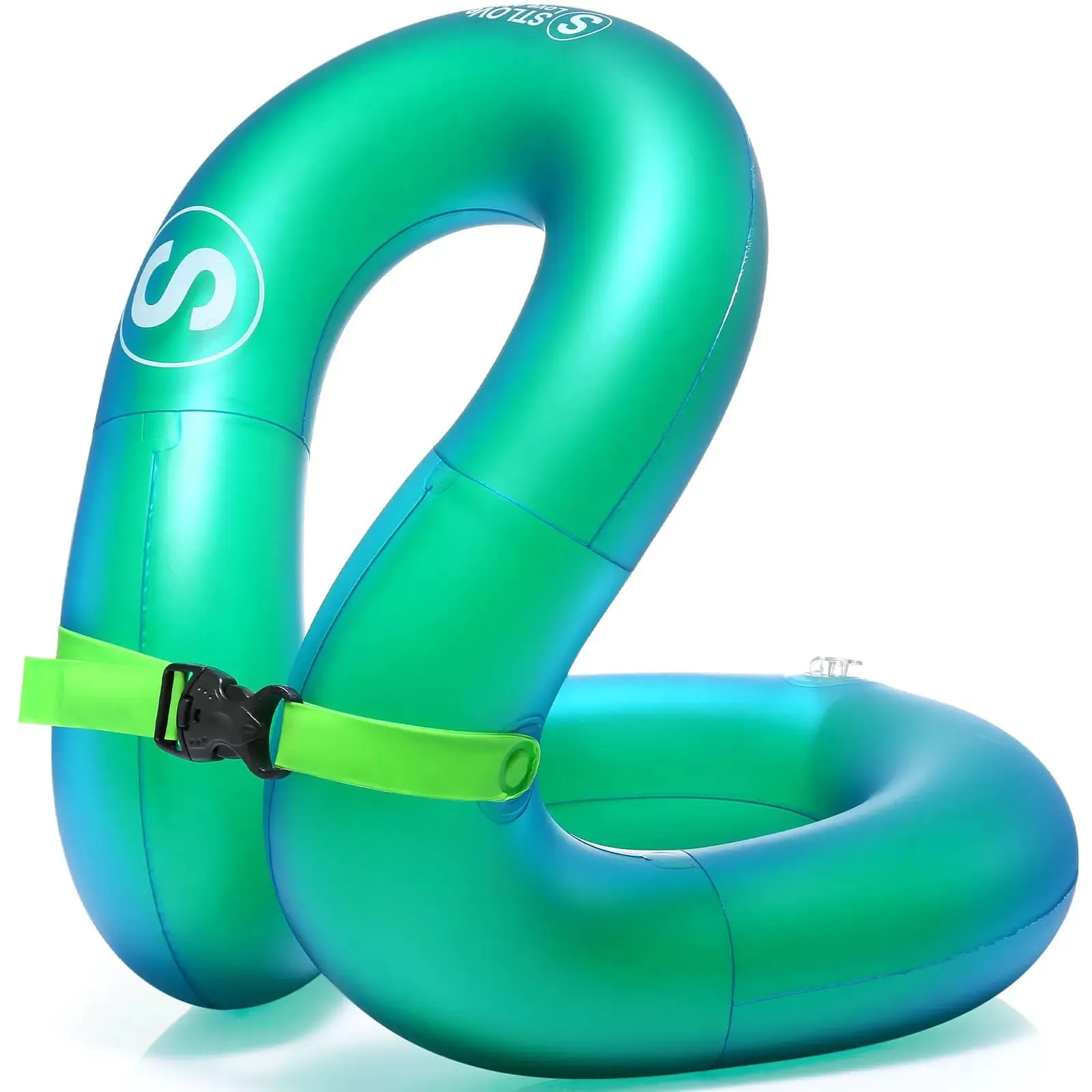 STLOVe Inflatable Swim Vest for Kids 6-12yrs Lightweight & Portable Kid Swim Floaties with Adjustable Safety Buckle for Pool Beach Fit for 60-120 Pounds Boys and Girls Green