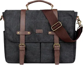 Stylish 15.6 inch Canvas Laptop Bag Messenger Bag Briefcase Vintage Crossbody Shoulder Bag Military Satchel for Men YL-01