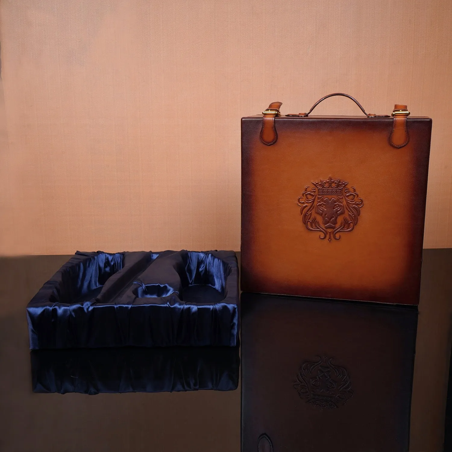 Tan Shoe Case in Genuine Leather