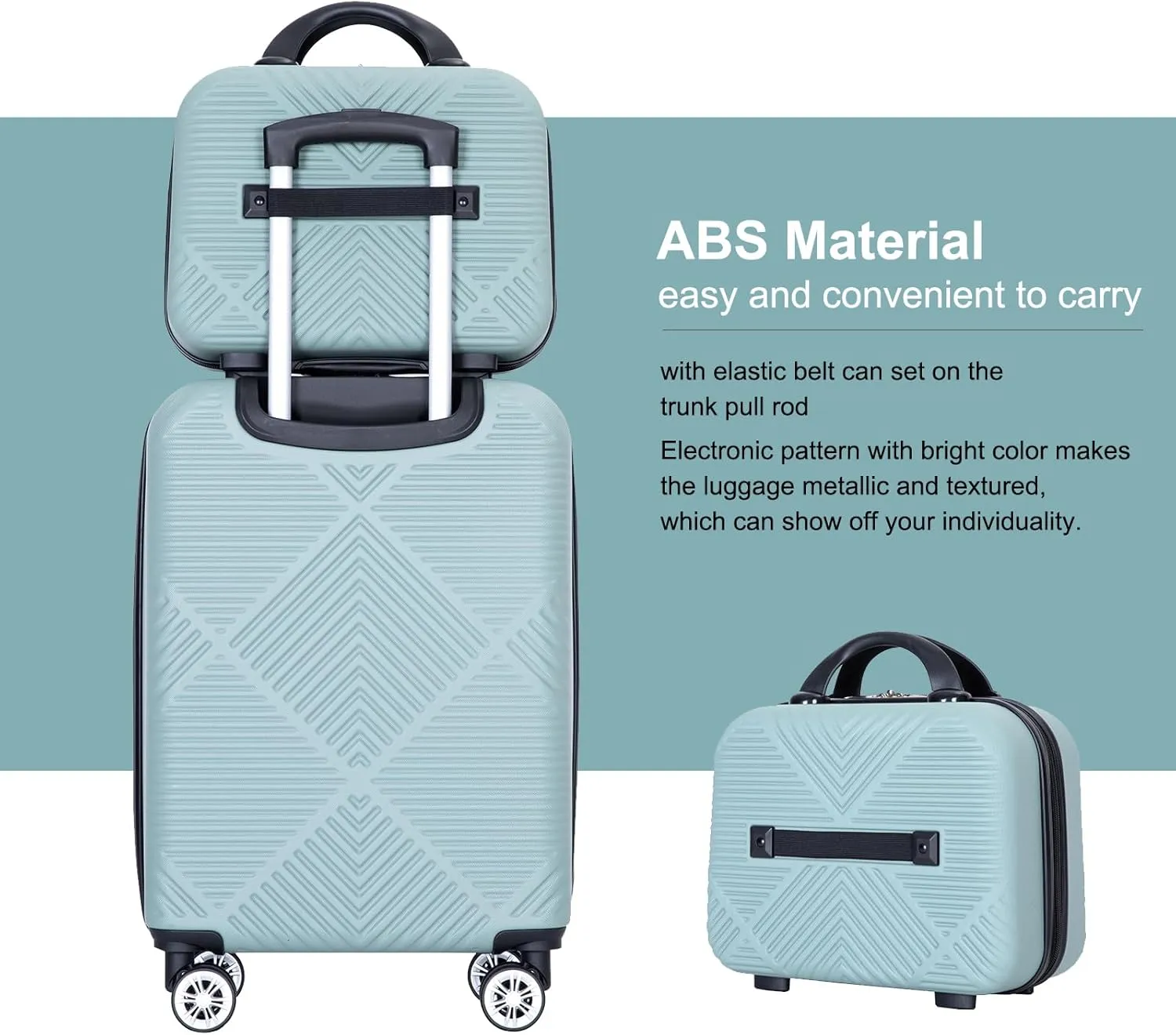 Travelhouse Tripcomp 2 Piece Hardside Carry on Luggage Set, Airline Approved 20 Inch Luggage with Cosmetic Hardshell Suitcase with Spinner Wheel