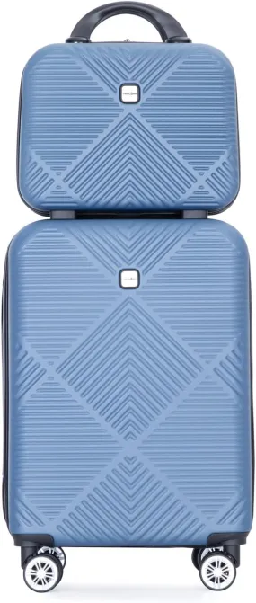 Travelhouse Tripcomp 2 Piece Hardside Carry on Luggage Set, Airline Approved 20 Inch Luggage with Cosmetic Hardshell Suitcase with Spinner Wheel