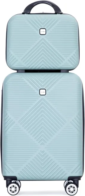 Travelhouse Tripcomp 2 Piece Hardside Carry on Luggage Set, Airline Approved 20 Inch Luggage with Cosmetic Hardshell Suitcase with Spinner Wheel