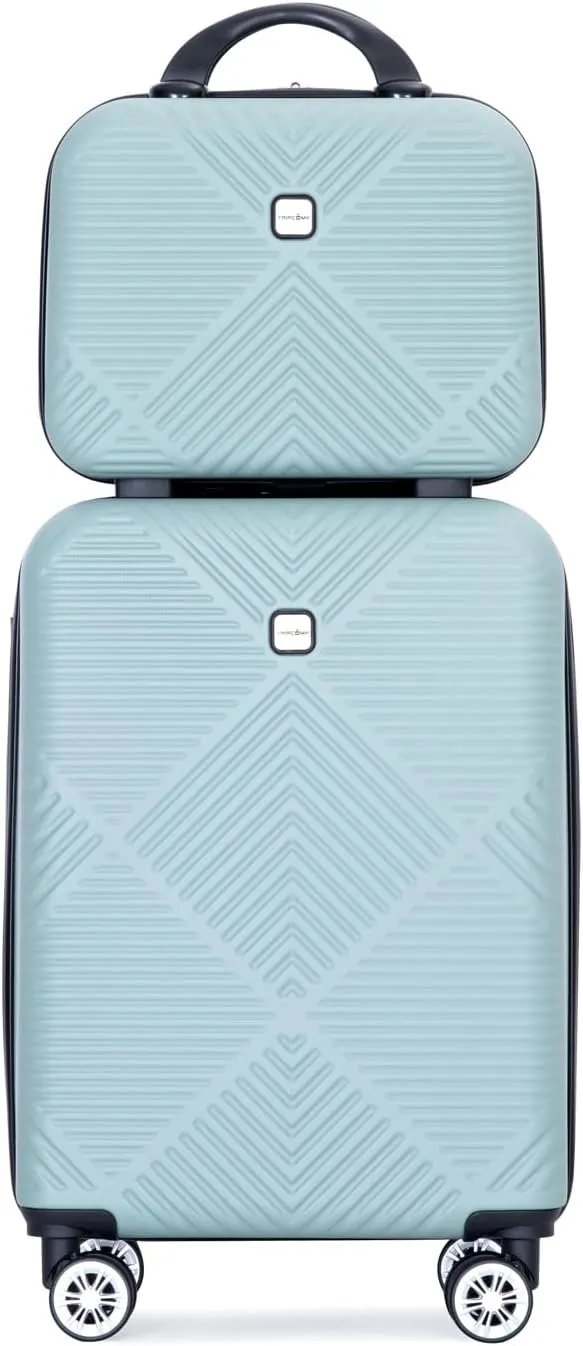 Travelhouse Tripcomp 2 Piece Hardside Carry on Luggage Set, Airline Approved 20 Inch Luggage with Cosmetic Hardshell Suitcase with Spinner Wheel