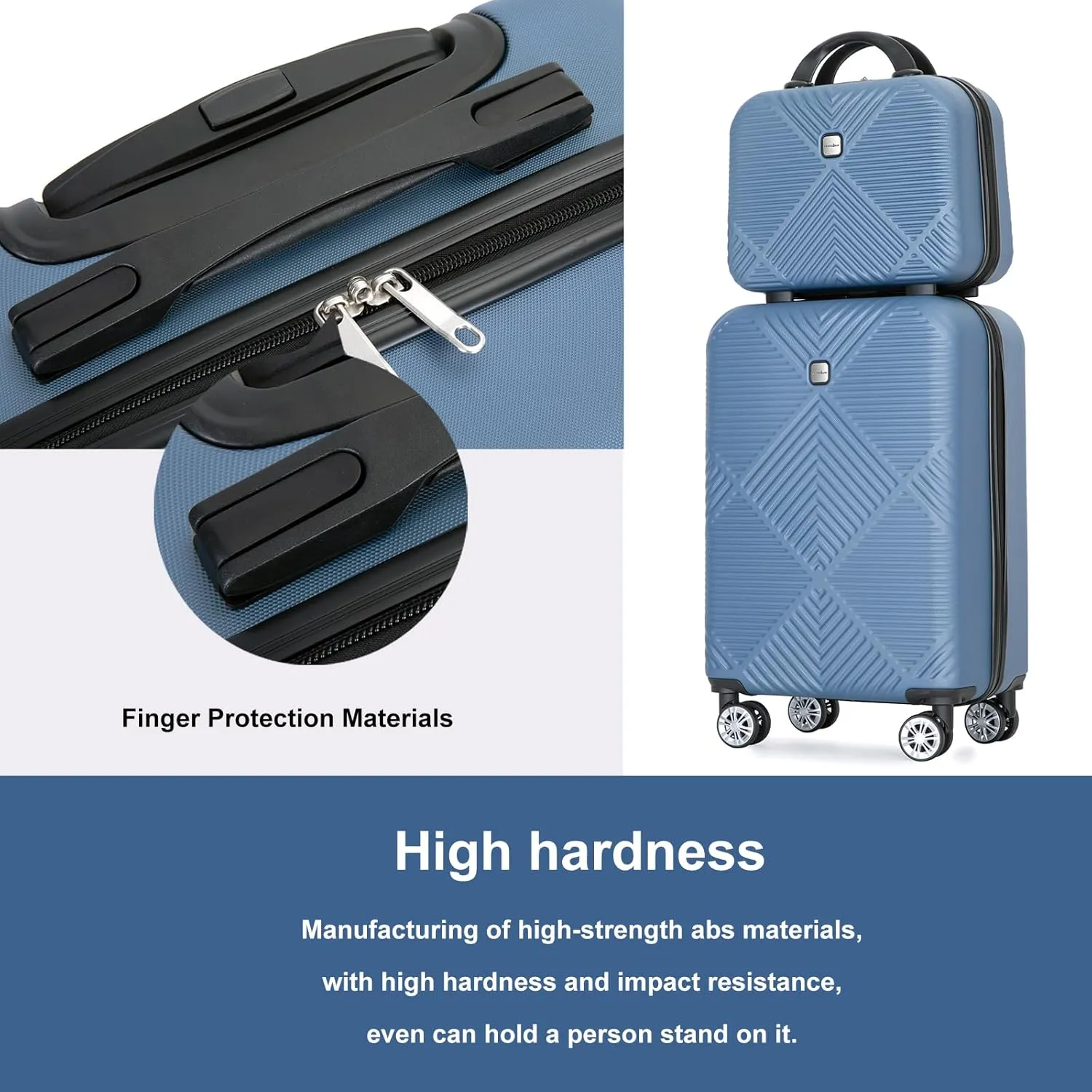 Tripcomp 2 Piece Carry on Luggage Set, Airline Approved 20 Inch Luggage with Cosmetic Case HardShell Suitcase with Spinner Wheels, Lightweight Durable Hardside Suitcases Set, Blue, 2-piece set, 2