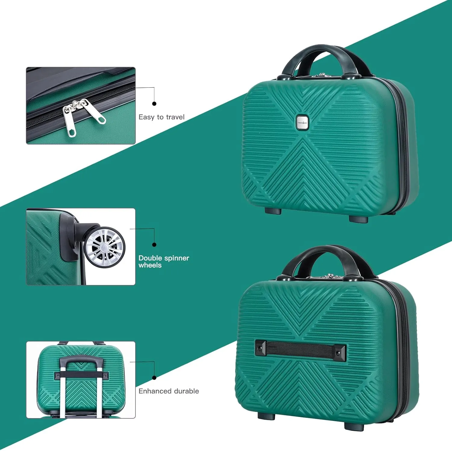 Tripcomp 2 Piece Carry on Luggage Set, Airline Approved 20 Inch Luggage with Cosmetic Case HardShell Suitcase with Spinner Wheels, Lightweight Durable Hardside Suitcases Set, Dark Green, 2-piece set,
