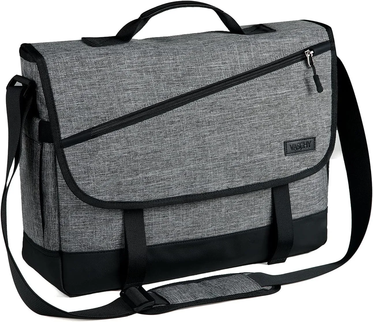 VASCHY Messenger Bag for Men, Fashion Laptop Satchel Crossbody Shoulder Side Bag for Men and Women for Work,Business