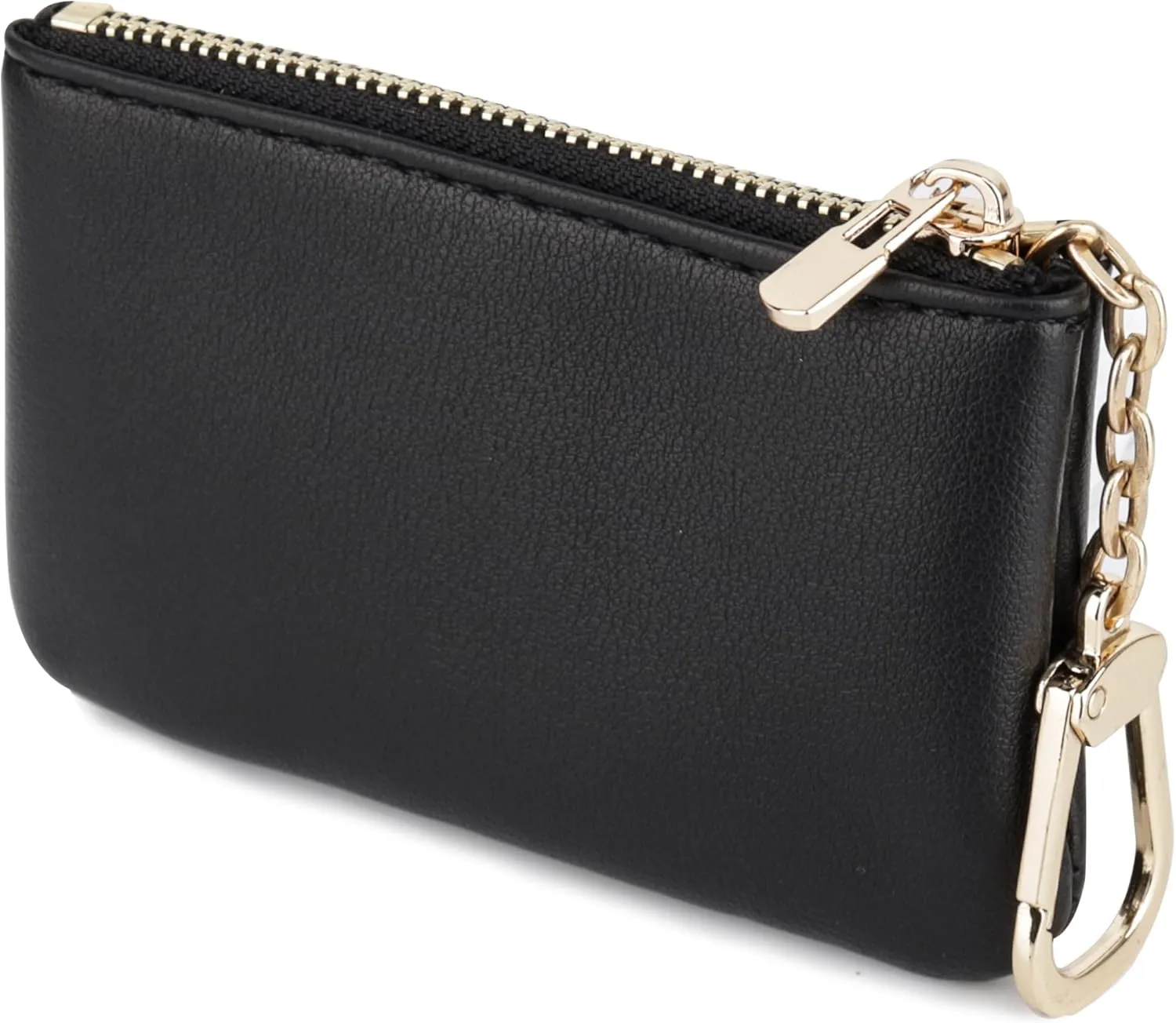 Veki Coin Purse Change Mini Purse Wallet With Key Chain Ring Zipper for Men Women Fashionable Bag Key Chain Pendant Leather Classic Clutch Purse (Solid color-Black)
