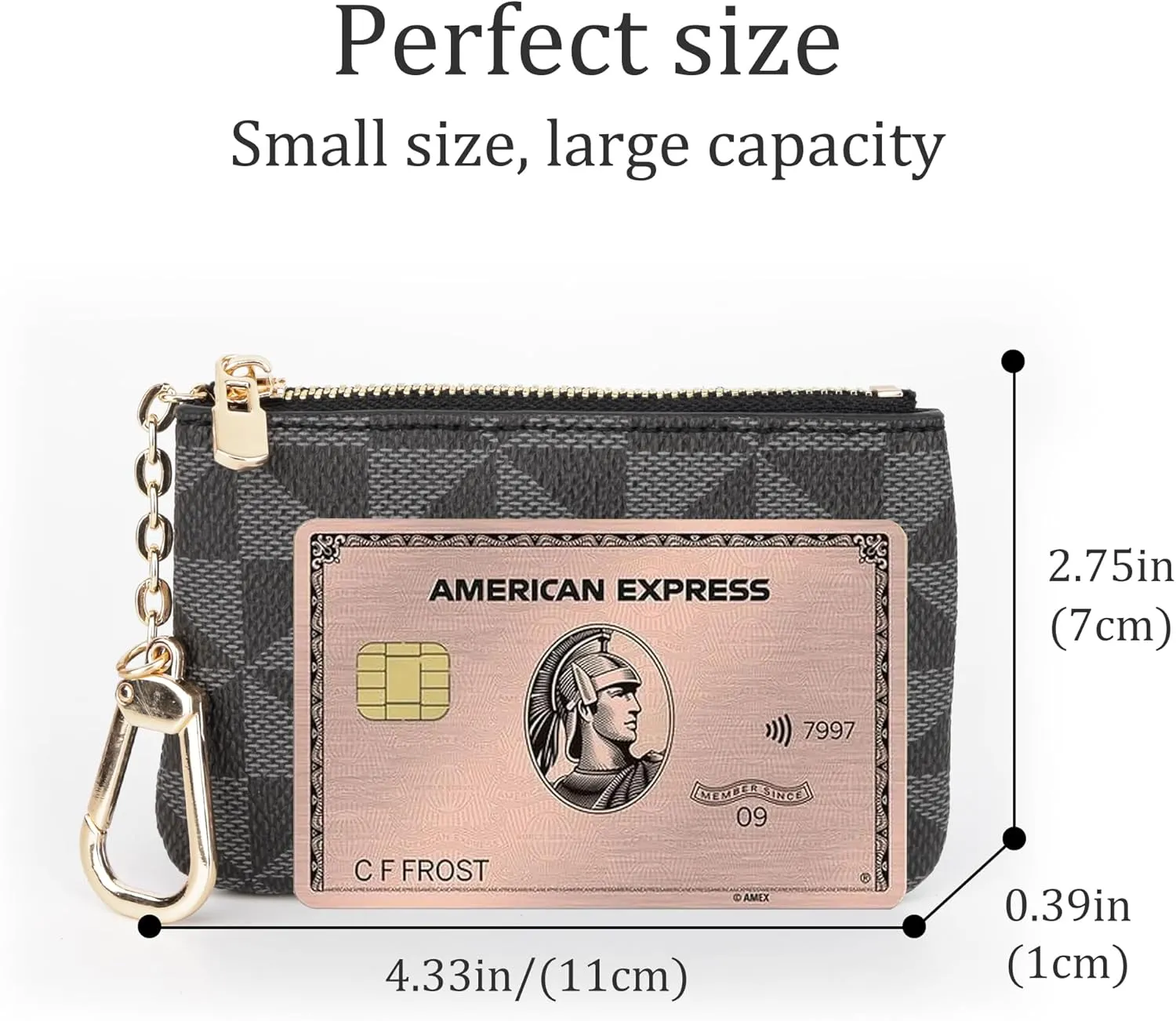 Veki Coin Purse Change Mini Purse Wallet With Key Chain Ring Zipper for Men Women Fashionable Bag Key Chain Pendant Leather Classic Clutch Purse(Black)