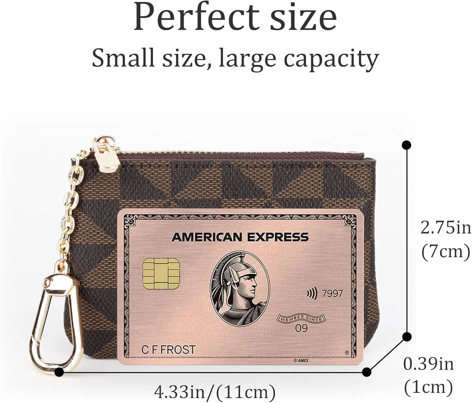 Veki Coin Purse Change Mini Purse Wallet With Key Chain Ring Zipper for Men Women Fashionable Bag Key Chain Pendant Leather Classic Clutch Purse(Brown)