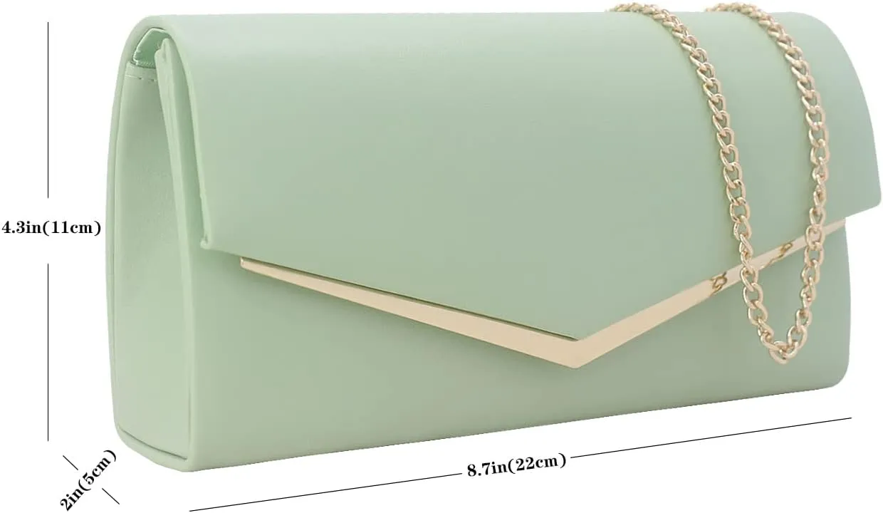 Women’s Evening Handbag Vegan Leather Ladies Envelope Clutch Classic Elegant Purse Bags